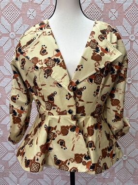 Woodin Printed Peplum Jacket | Structured Vintage-Inspired